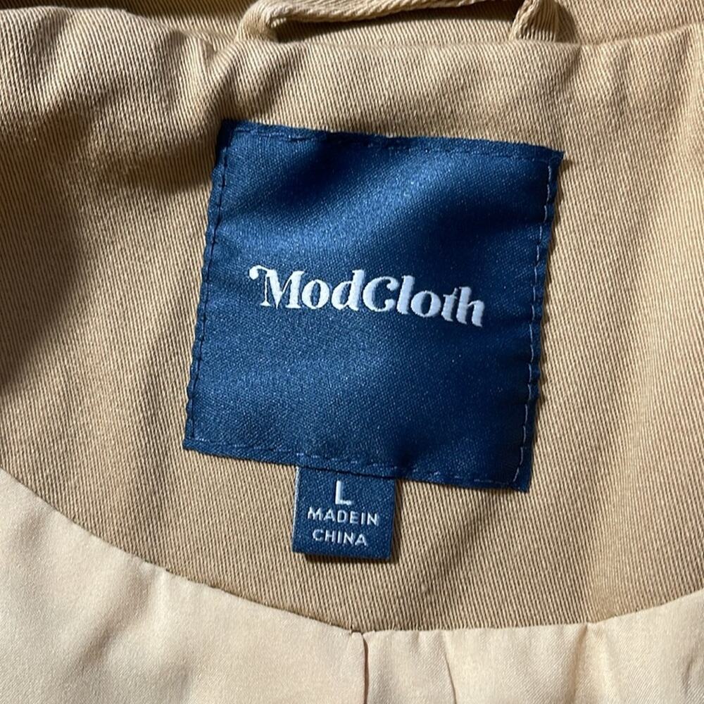 ModCloth Tan/Yellow Trench Coat Size L - Picture 7 of 8